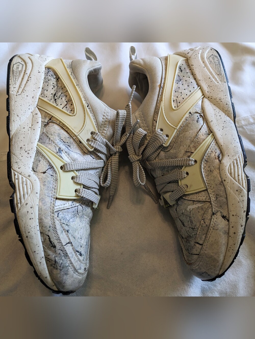 Puma Blaze Of Glory Roxx Gray Marble-Print Speckled Lace-Up Trinomic Sneakers